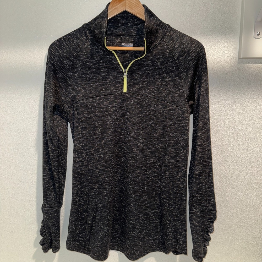 Columbia‎ Womens Medium 1/4 Zip Pullover Omni Wick Black Stretch Top